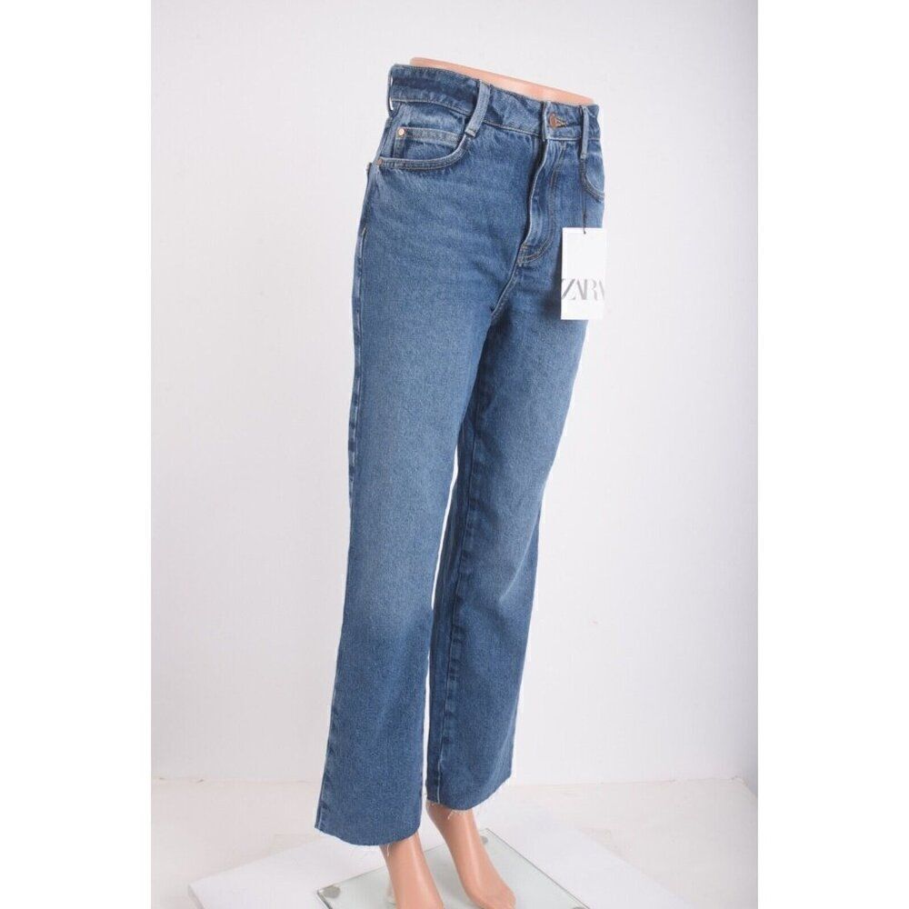 Zara Womens Jeans Denim Blue High Rise Straight Ankle US 2 EU 34 6164/176 NWT - Picture 2 of 7